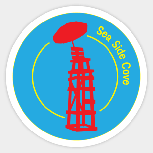 Sea Side Cove Lifeguard Logo Multicolor Sticker